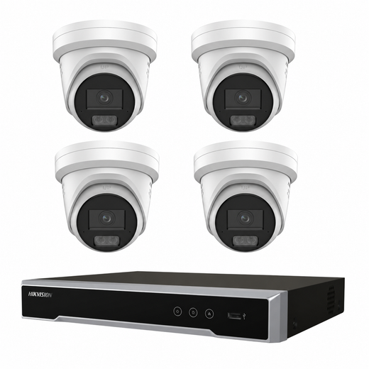 Hikvision 8MP Colorvu 3.0 Hybrid CCTV Kit: 4 x Liveguard Gen3 Cameras + 4CH M Series NVR
