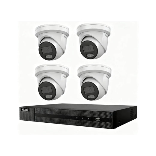 HiLook Hikvision 6MP AcuSense 4CH CCTV Kit with 4 Turret IP Cameras IPC-T262H-MU