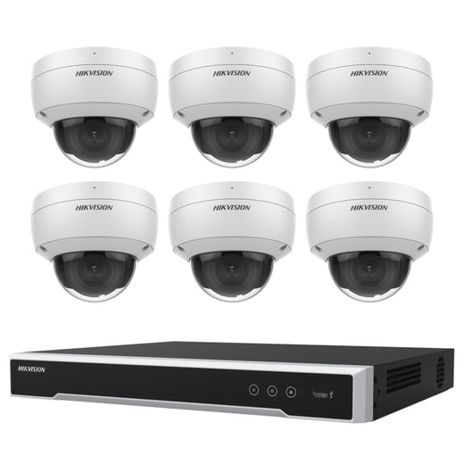 Hikvision 8MP 8CH CCTV Kit: 6 x Outdoor Vandalproof Domes with Acusense + 8CH NVR/4TB