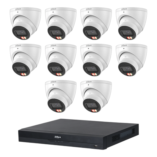 Dahua 10 x 8MP DH-IPC-HDW3867EM-S-IL-ANZ Fixed Starlight Turret Cameras, 16CH AI NVR
