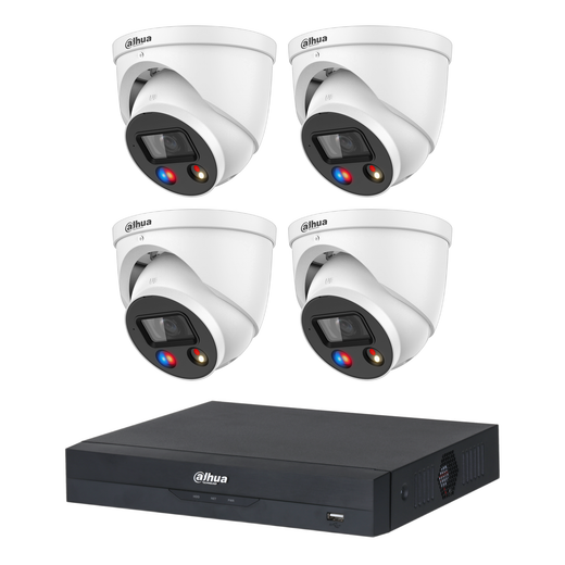 Dahua 4 x 8MP DH-IPC-HDW3849H-AS-PV-ANZ-S2 TiOC 3.0 Turret CCTV Kit + 4CH AI NVR, Active Deterrence