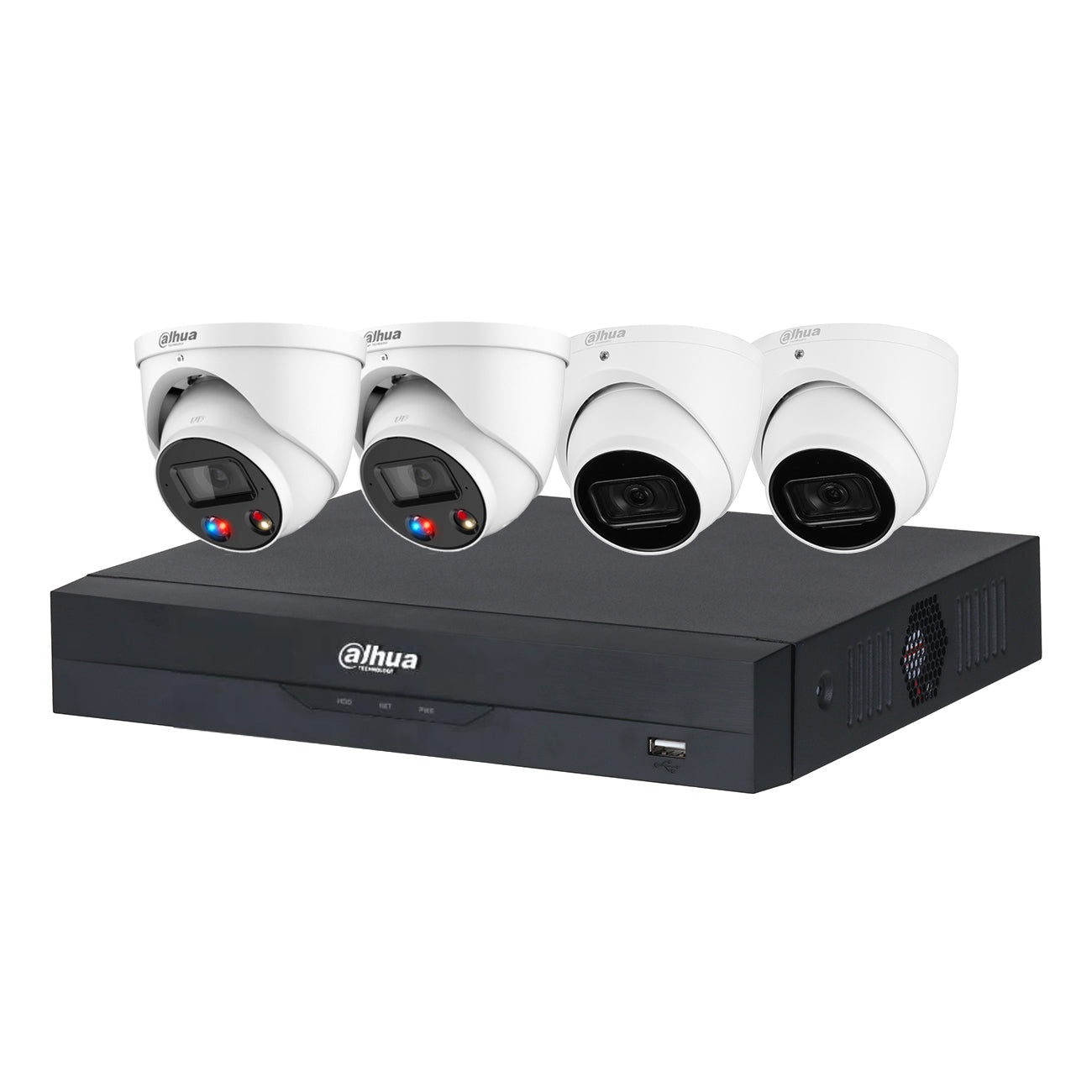 Dahua 6 MP + 8 Channels Kit: 2 x 6MP TiOC and 2 x 6MP Turret Cameras with 8CH AI NVR + 4TB HDD