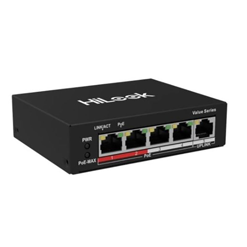 Hilook NS-0105P-35(B) Accessories, PoE Switch, 4 PoE Ports, 35W Power, Lightning Protection, 250m Distance