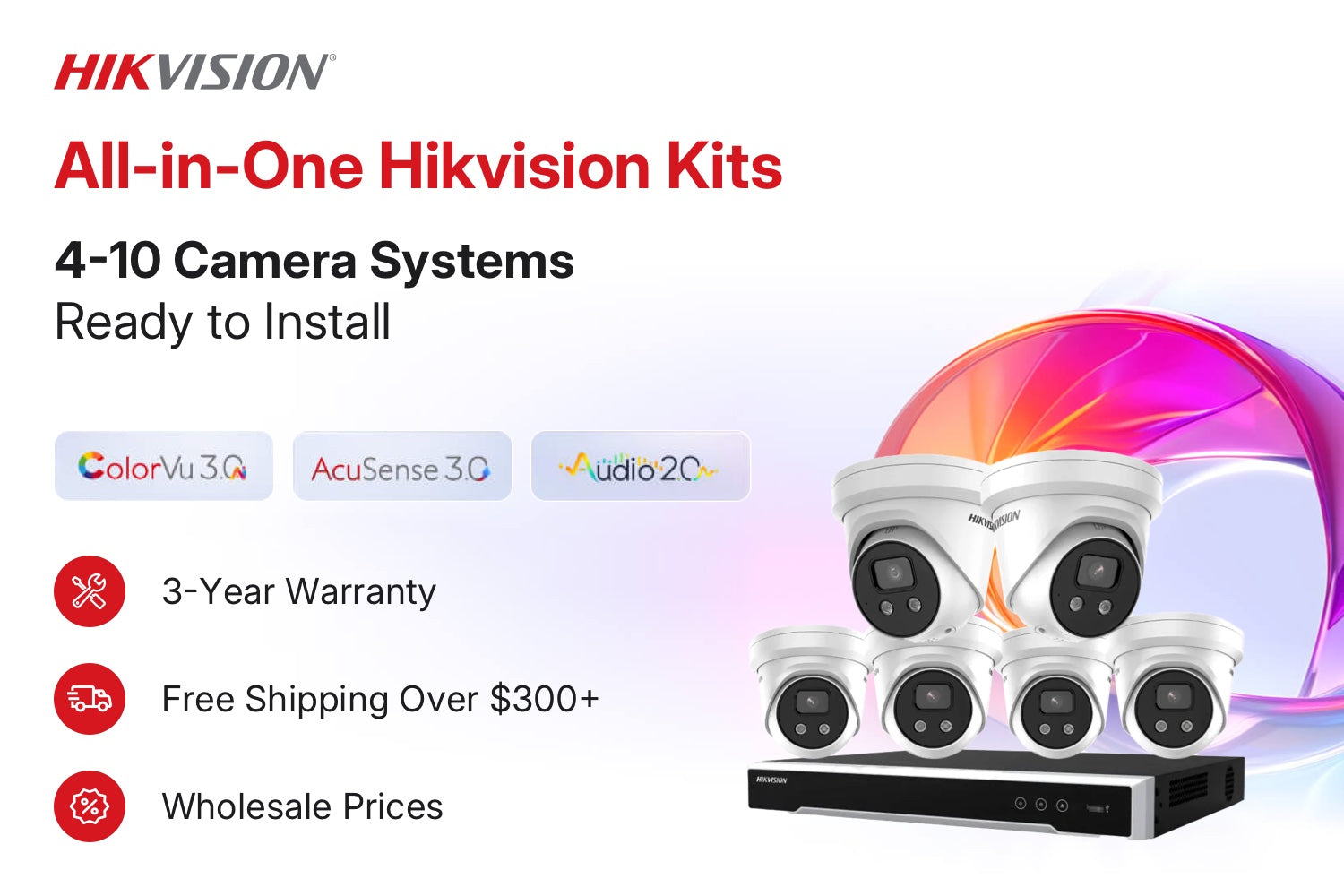 Hikvision All-in-One kits 4-10 Camera Systems ready to install
