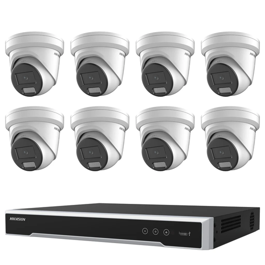 Hikvision 8 x 6MP DS-2CD2366G2H-IU AcuSense Turret CCTV Kit + DS-7608NI-M2/8P 8CH NVR + 4TB HDD