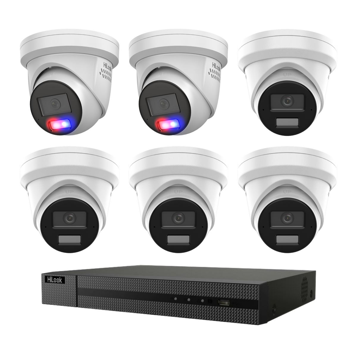 HiLook Hikvision 6MP AcuSense CCTV Kit – 2x Colour Deterrence IPC-T269H-MU/SL + 4x Turret IPC-T361H-MU + 8CH PoE NVR (NVR-108MH-C/8P)