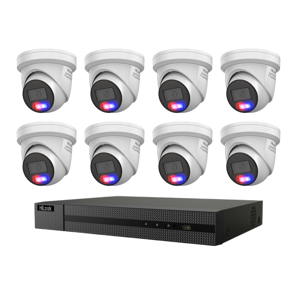 HiLook by Hikvision 6MP AcuSense 8CH CCTV Kit with 8 Colour Deterrence Cameras IPC-T269H-MU/SL