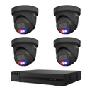 Hikvision Hilook 6MP Acusense 4 Camera CCTV Kit – ACDC Light, Speaker & Strobe BLACK - red and blue deterrence lights illuminated