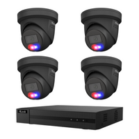 Hikvision Hilook 6MP Acusense 4 Camera CCTV Kit – ACDC Light, Speaker & Strobe BLACK - red and blue deterrence lights illuminated