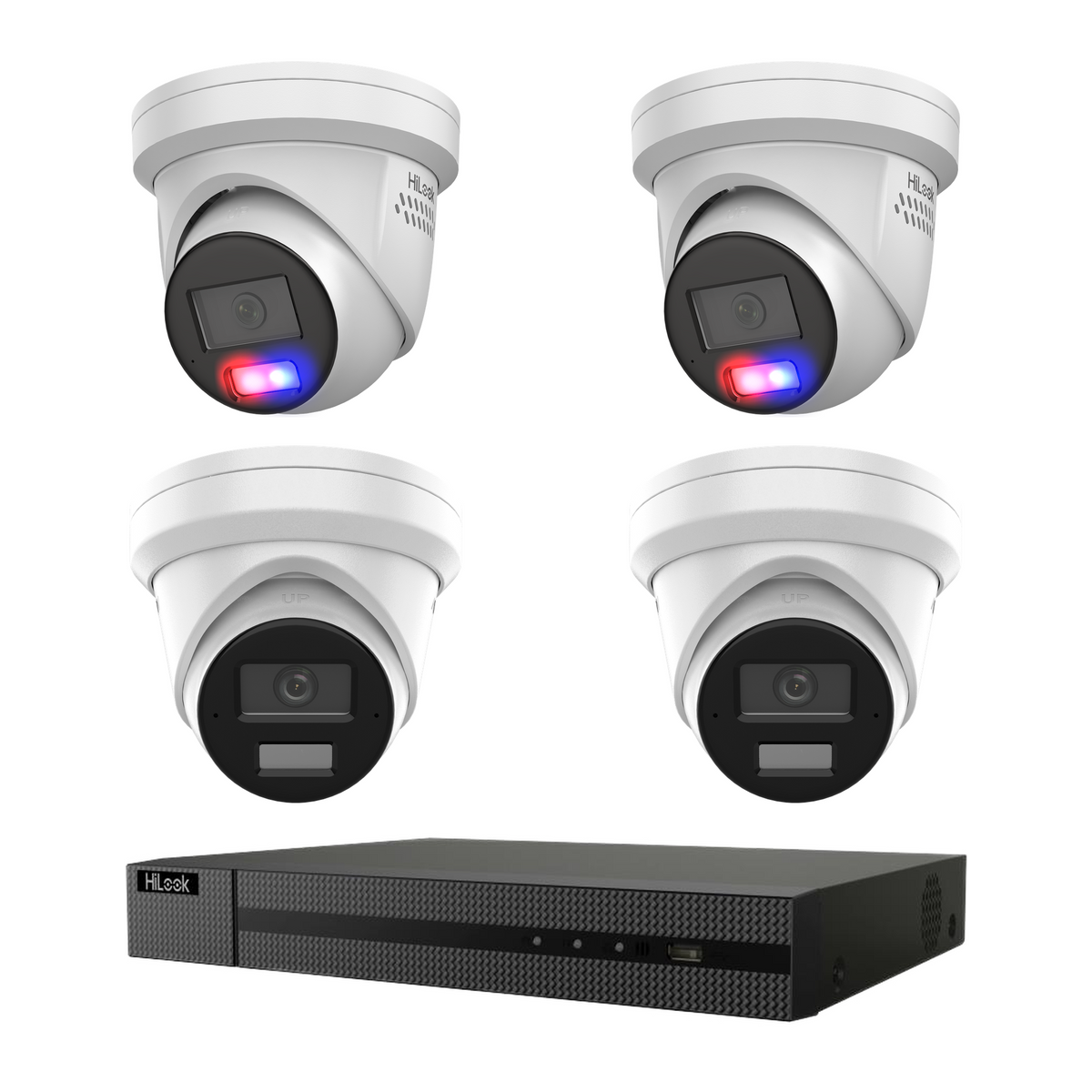 HiLook Hikvision 6MP AcuSense CCTV Kit – 2x Colour Deterrence IPC-T269H-MU/SL + 2x Turret IPC-T361H-MU + 8CH PoE NVR (NVR-108MH-C/8P)