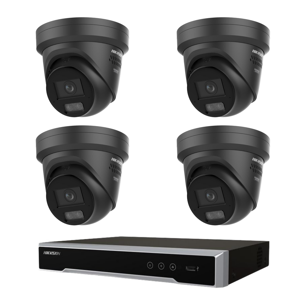 Hikvision 4 x 6MP DS-2CD2367G3-LIS2UY/SL ColorVu 3.0 CCTV Kit + DS-7604NI-M1/4P 4CH NVR, Strobe & Audio Warning