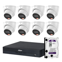 Dahua 8 x 6MP+ 8 Channels Kit:8x Smart Dual Light Turret Cameras with SMD 4.0 & Mic + 8CH PoE NVR+ 4TB HDD