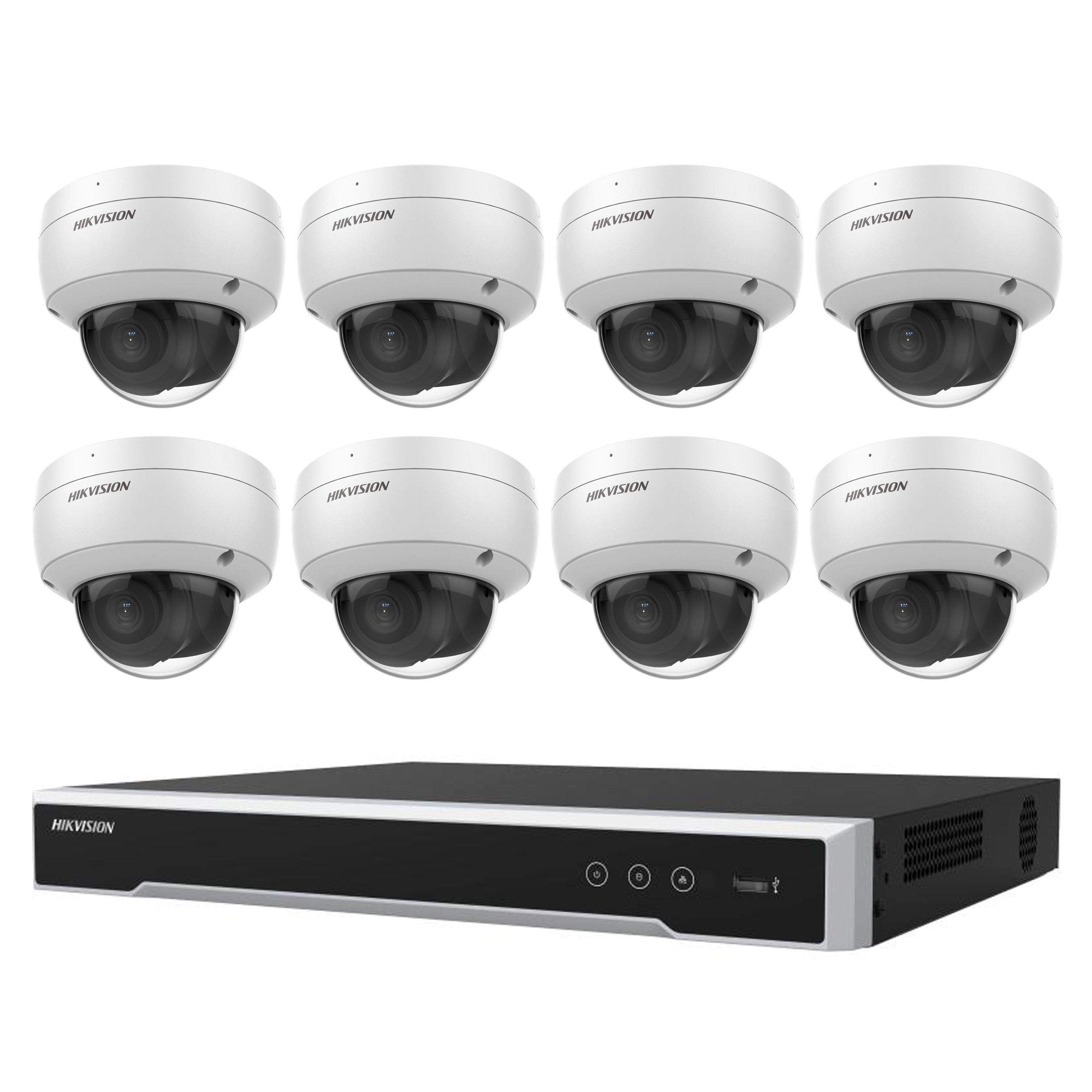 Hikvision 6MP 8CH Kit 8 Dome Cameras AcuSense 8CH PoE NVR 4TB