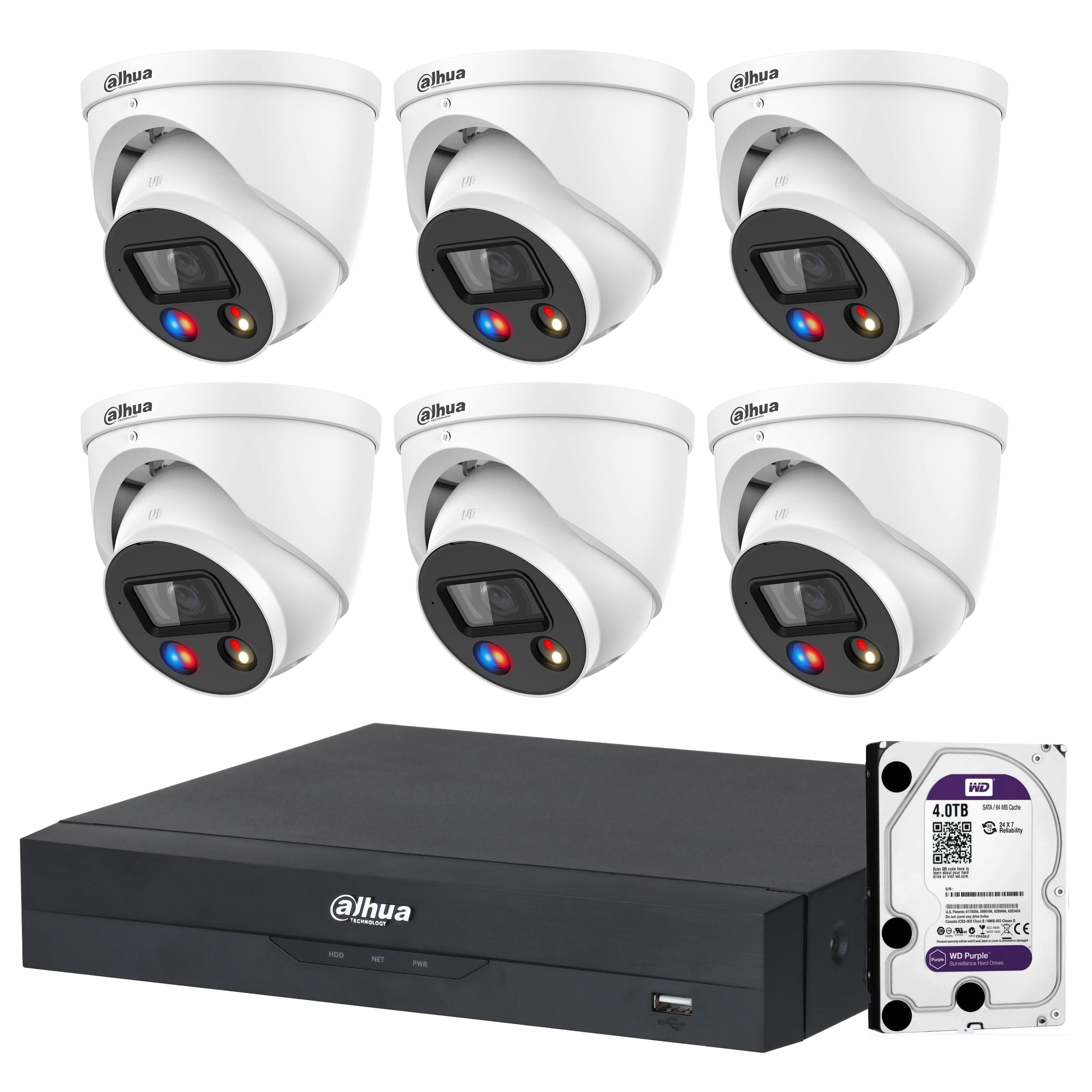 Dahua 6 x 6MP TIOC DH-IPC-HDW3649H-AS-PV-ANZ Turret Kit with 8CH NVR + 4TB HDD