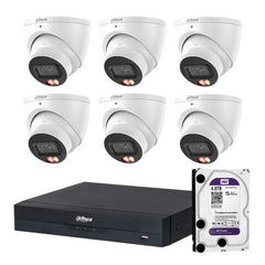 Dahua 6 x 6MP+ 8 Channels Kit:6x Smart Dual Light Turret Cameras with SMD 4.0 & Mic + 8CH PoE NVR+ 4TB HDD