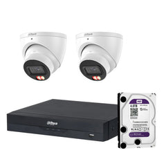 Dahua 2 x 6MP+ 4 Channels Kit: 2x Smart Dual Light Turret Cameras with SMD 4.0 & Mic + 4CH PoE NVR+4TB HDD
