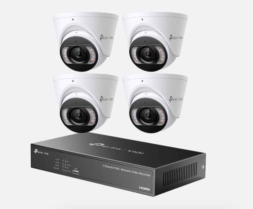 TP-Link Insight 8MP CCTV Kit: 4 x IP Turret Cameras (Full-Colour Speaker / Mic / Light) + 4CH NVR