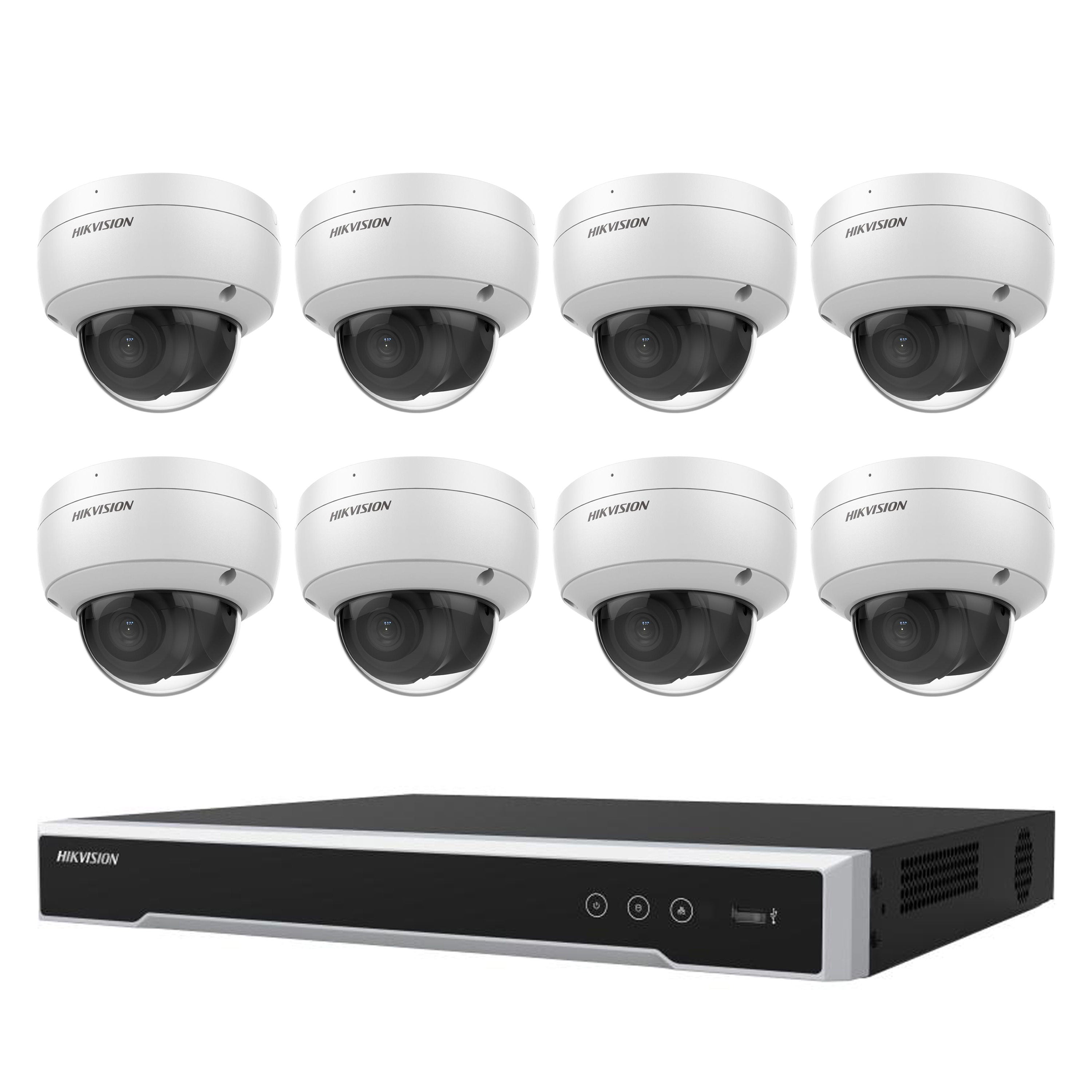 Hikvision 8MP 8CH CCTV Kit: 8 x Outdoor Vandalproof Domes with Acusense + 8CH NVR/4TB