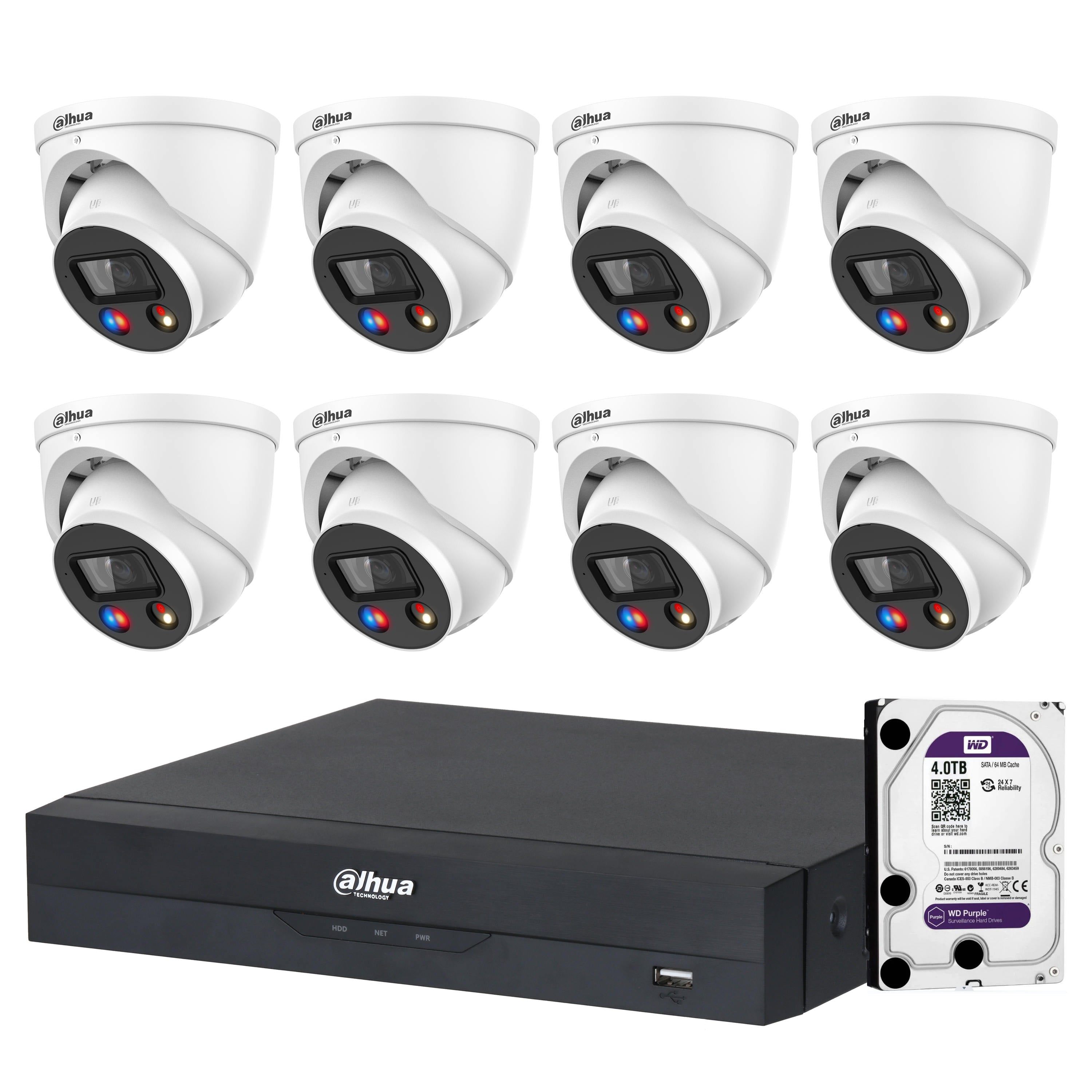 Dahua 8 x 6MP TIOC DH-IPC-HDW3649H-AS-PV-ANZ Turret Kit with 8CH AI NVR + 4TB HDD