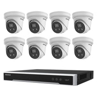 Hikvision 8MP 16CH Kit 8 AcuSense Outdoor Turret Strobe Siren 16CH NVR 4TB