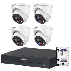 Dahua 4 x 8MP DH-IPC-HDW3849H-AS-PV-ANZ-S2 TiOC 3.0 Turret CCTV Kit + 4CH AI NVR + 4TB HDD, Active Deterrence
