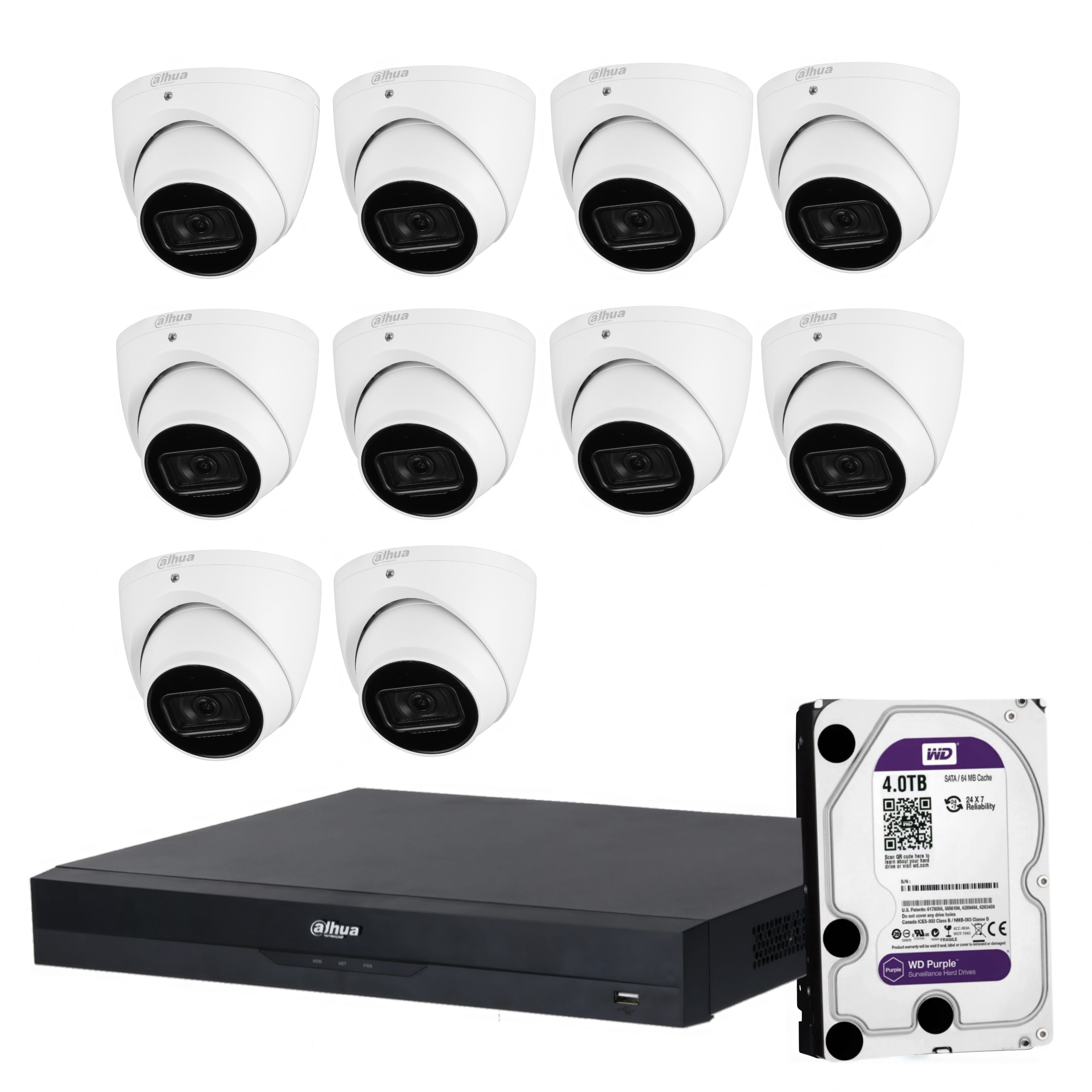 Dahua 10x 4MP DH-IPC-HDW3466EMP-S-AUS SMD WizSense Camera 16CH AI NVR 4TB HDD