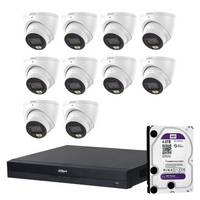 Dahua 10 x 5MP+ 16 Channels Kit:10x WizColor Turrets with SMD 4.0+ 16CH PoE NVR+ 4TB HDD