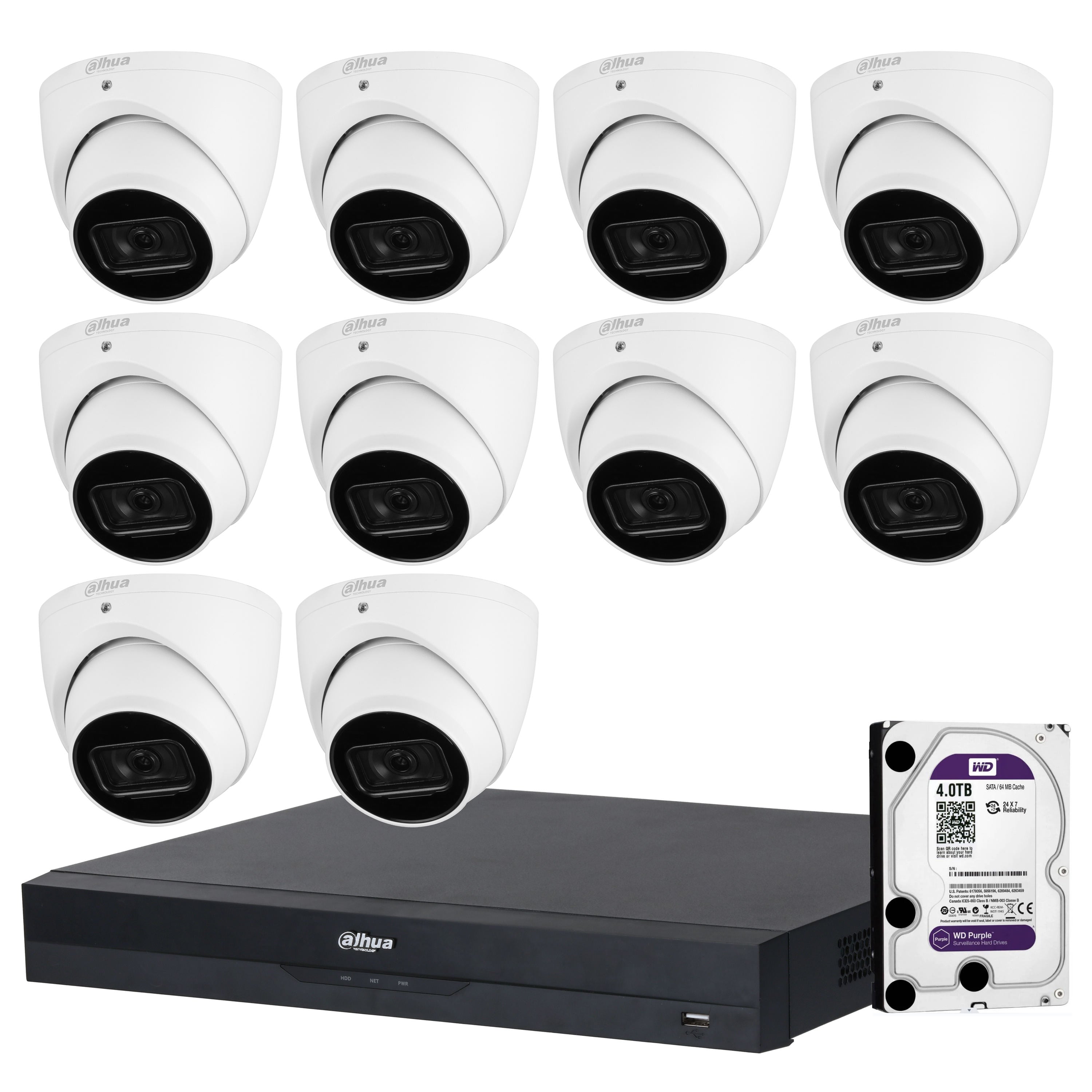 Dahua 10 x 8MP DH-IPC-HDW3866EMP-S-AUS SMD 4.0 Turret Security Kit with 16CH AI NVR 2.8mm lens + 4TB HDD