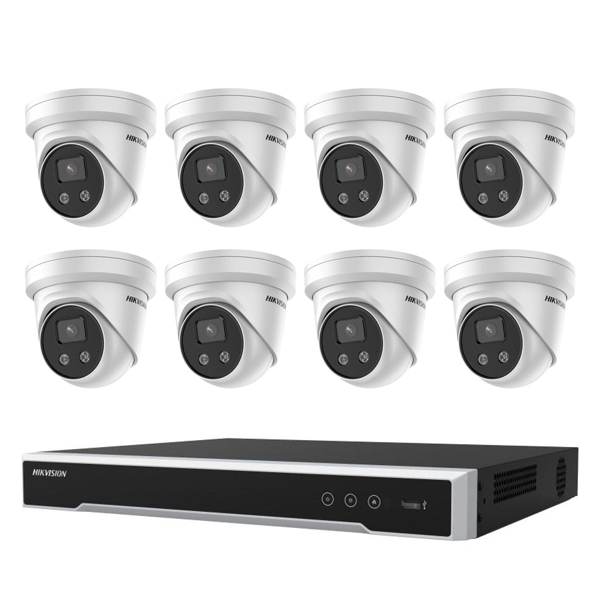 Hikvision 6MP 8CH CCTV Kit: 8xOutdoor Turret Cameras with AcuSense + 8CH PoE NVR/4TB