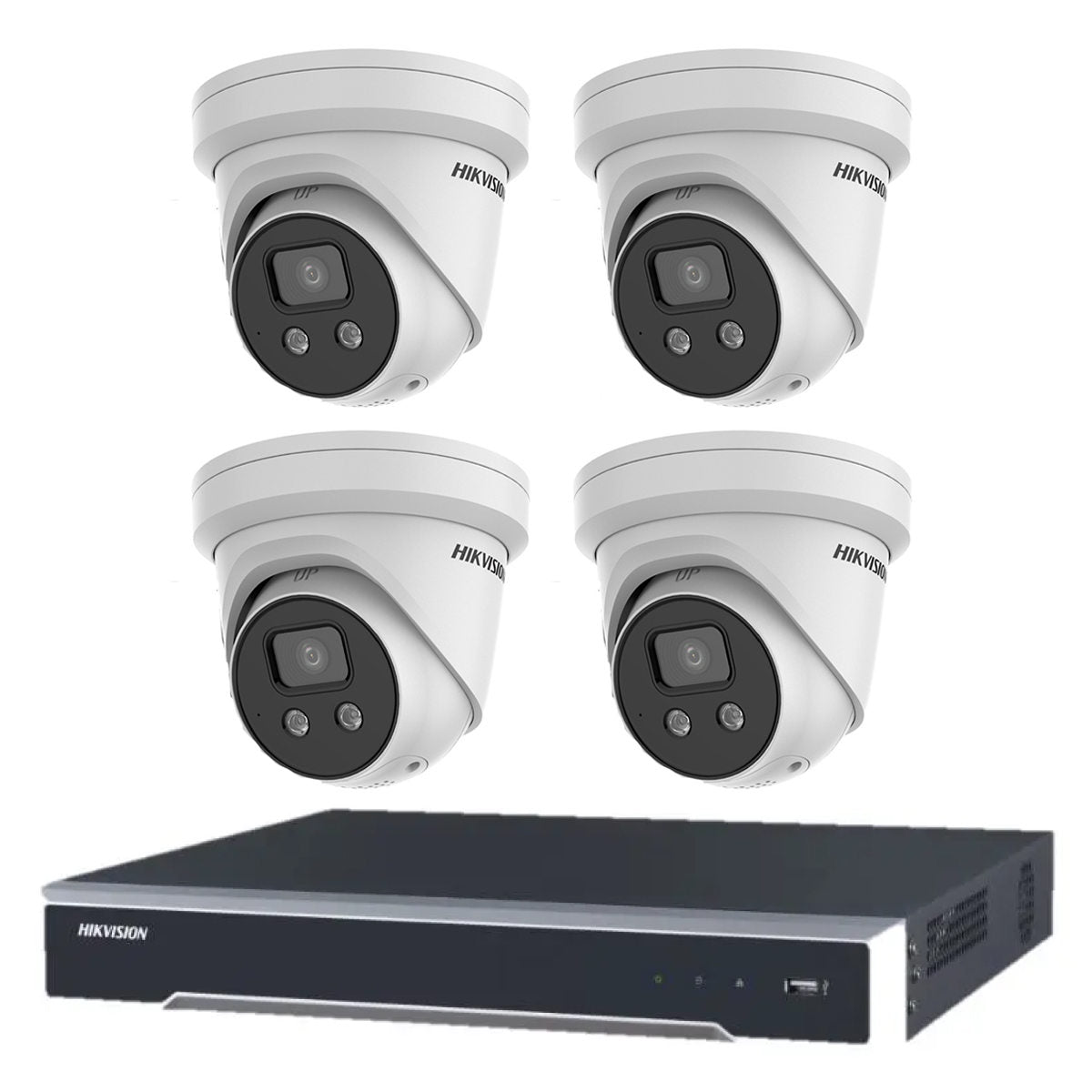 Hikvision 6MP 4CH CCTV Kit: 4x Outdoor Turret Cameras with AcuSense + 4CH PoE NVR/4TB