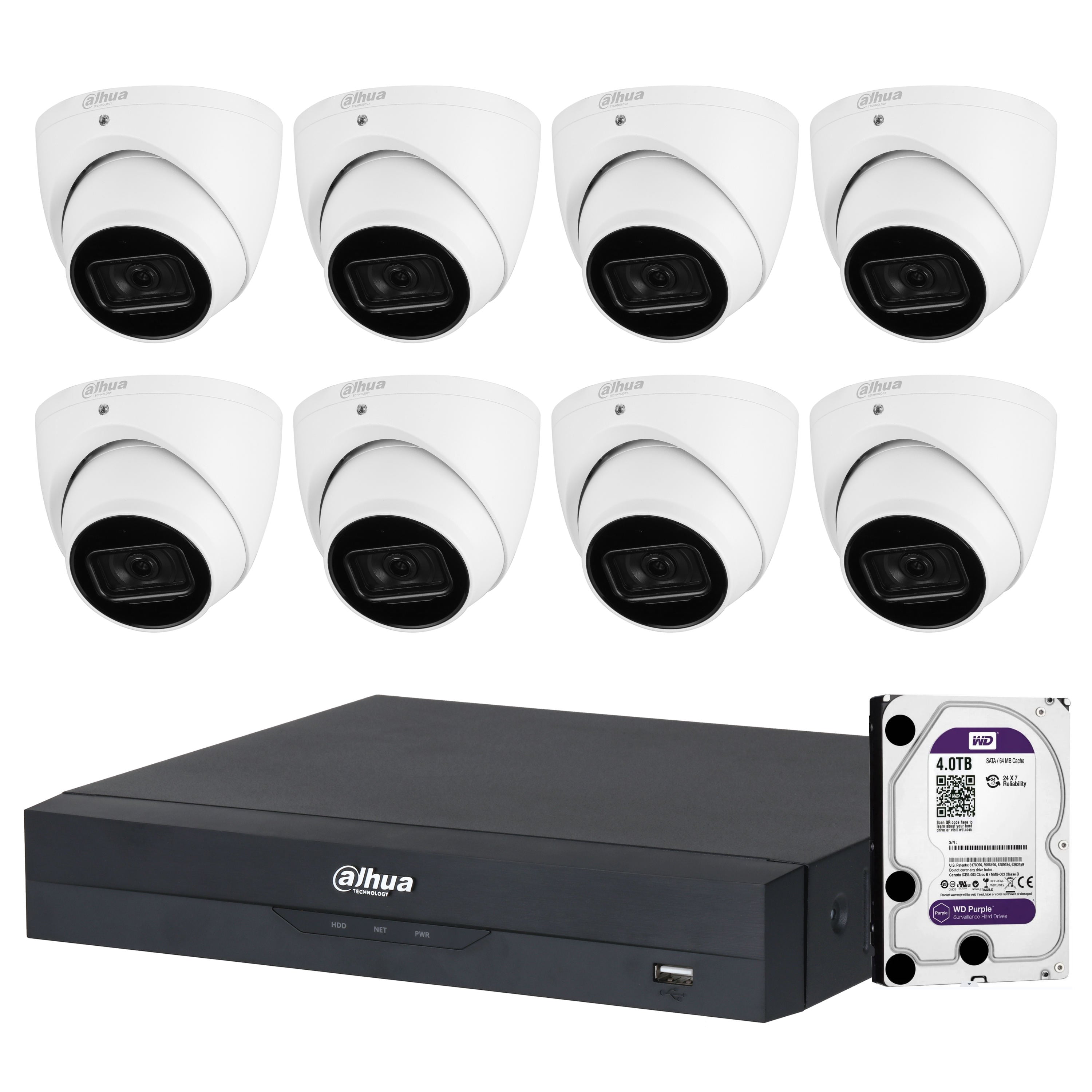Dahua 8 x 6MP DH-IPC-HDW3666EMP-S-AUS SMD 4.0 AI Turret Kit 50m IR 2.8mm with SMD + 8CH AI NVR + 4TB HDD