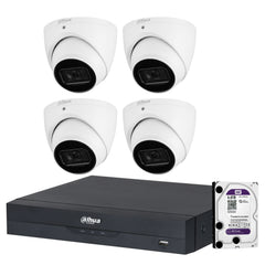 Dahua 4 x 8MP DH-IPC-HDW3866EMP-S-AUS 4K Turret CCTV Kit + 8CH AI NVR + 4TB HDD, WizSense