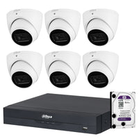 Dahua 6 x 6MP DH-IPC-HDW3666EMP-S-AUS Eyeball / Turret Kit 50m IR + 8CH NVR + 4TB HDD, Wizsense