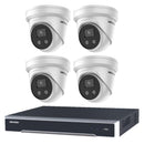 Hikvision 8MP 4CH Kit 4 Outdoor Turret Cameras AcuSense 4CH NVR 4TB HDD