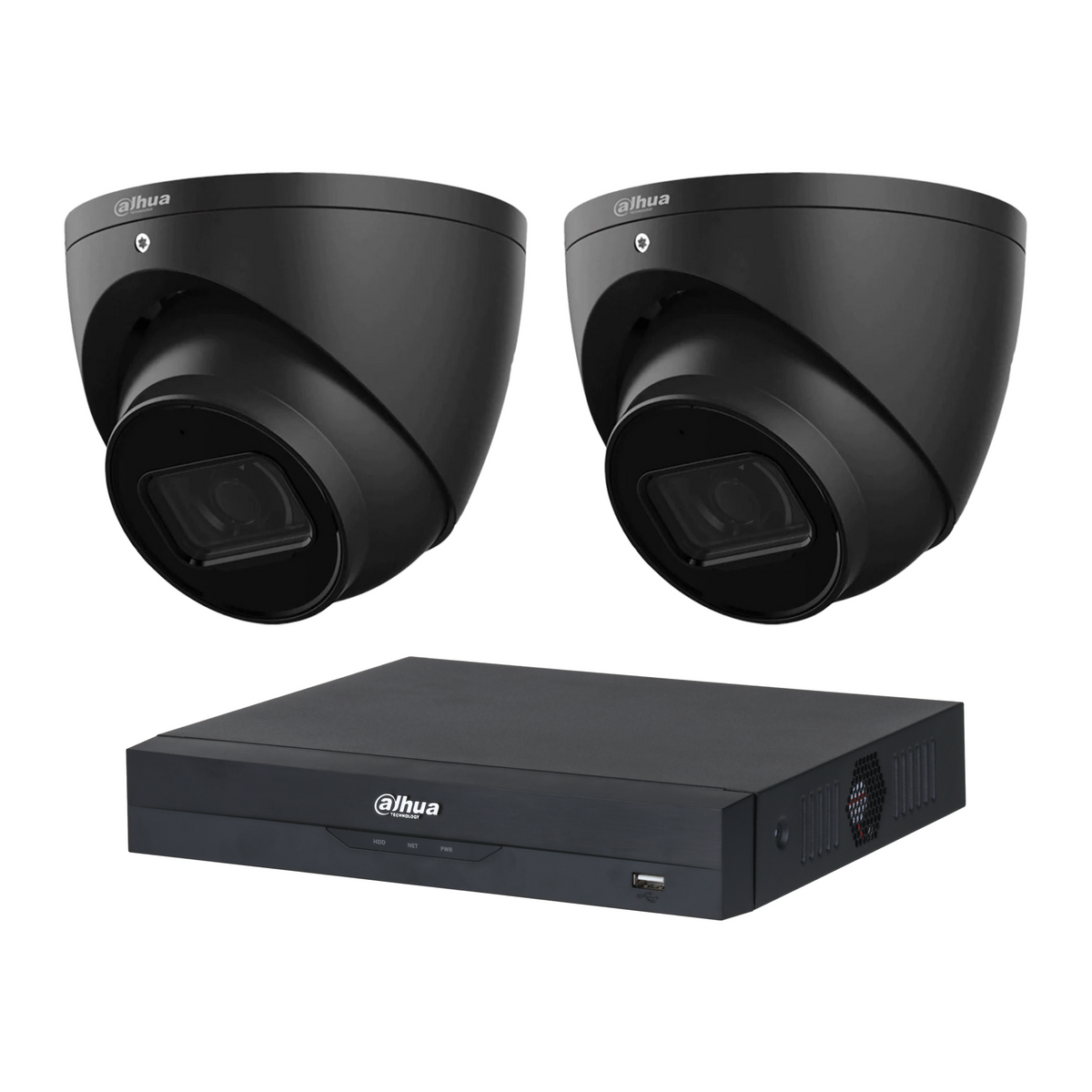 Dahua 2 x 6MP DH-IPC-HDW3666EMP-S-AUS Turret CCTV Kit + 4CH AI NVR, WizSense