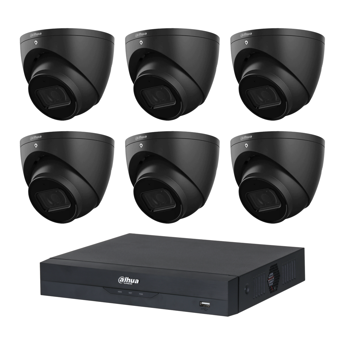 Dahua 6 x 6MP DH-IPC-HDW3666EMP-S-AUS Turret CCTV Kit + 8CH AI NVR + 2TB HDD, WizSense