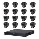 Dahua kit with 16 black HDW3867EM 2.8mm cameras and one NVR16 recorder; no hard drive