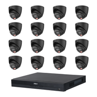 Dahua kit with 16 black HDW3867EM 2.8mm cameras and one NVR16 recorder; no hard drive