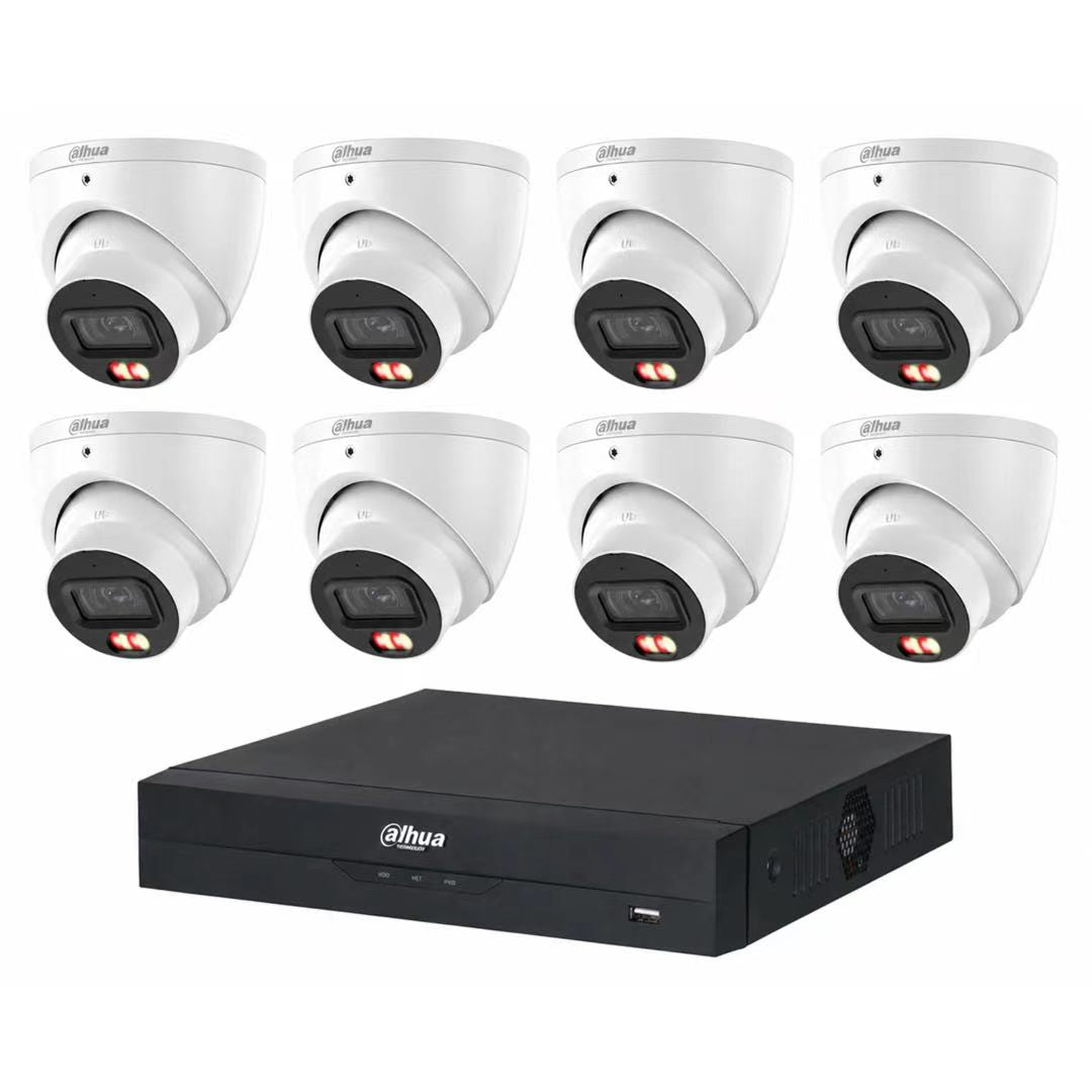 Dahua 8 x 6MP+ 8 Channels Kit:8x Smart Dual Light Turret Cameras with SMD 4.0 & Mic + 8CH PoE NVR