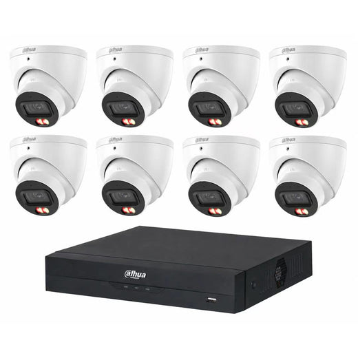 Dahua 8 x 6MP+ 8 Channels Kit:8x Smart Dual Light Turret Cameras with SMD 4.0 & Mic + 8CH PoE NVR