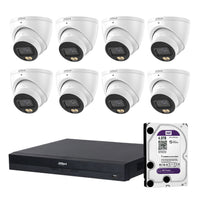 Dahua 8x 5MP WizColor Turret Cameras SMD 4.0 16CH PoE NVR 4TB HDD