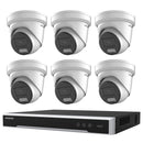 Hikvision 6MP 8CH Kit 6 Outdoor Turret Cameras AcuSense 8CH NVR 4TB HDD