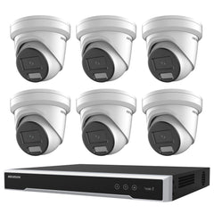 Hikvision 6 x 6MP DS-2CD2366G2H-IU AcuSense Turret CCTV Kit + DS-7608NI-M2/8P 8CH NVR + 4TB HDD
