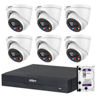 Dahua 6 x 8MP DH-IPC-HDW3849H-AS-PV-ANZ-S2 TiOC 3.0 Turret CCTV Kit + 8CH AI NVR + 4TB HDD, Active Deterrence