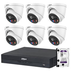 Dahua 6 x 8MP DH-IPC-HDW3849H-AS-PV-ANZ-S2 TiOC 3.0 Turret CCTV Kit + 8CH AI NVR + 4TB HDD, Active Deterrence