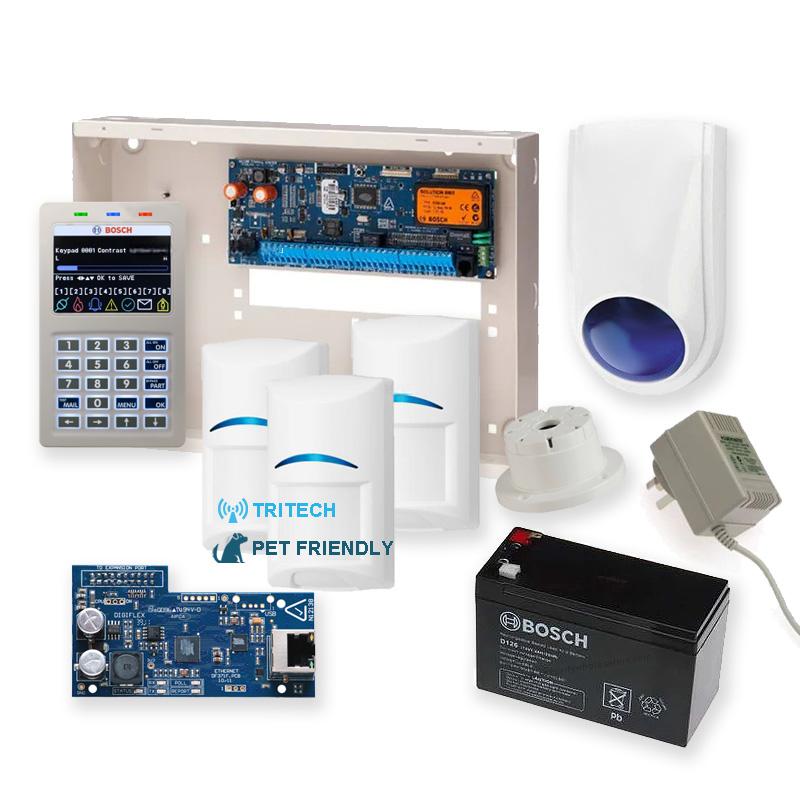 Bosch 6000 Series Alarm Kit with Smart Keypad, 3 x Bosch Gen2 Tritech PIRS (Pet Friendly) and IP Module