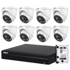 Dahua 8 x 8MP DH-IPC-HDW3849H-AS-PV-ANZ-S2 TiOC 3.0 Turret CCTV Kit + 8CH AI NVR + 4TB HDD, Active Deterrence