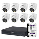 Dahua 8x 5MP WizColor Turret Cameras SMD 4.0 8CH PoE NVR 4TB HDD 