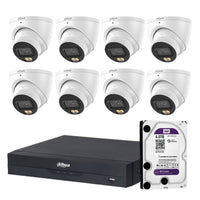 Dahua 8x 5MP WizColor Turret Cameras SMD 4.0 8CH PoE NVR 4TB HDD 
