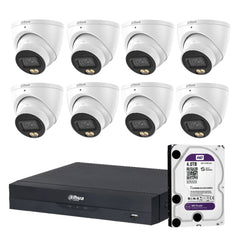 Dahua 8 x 5MP+ 8 Channels Kit:8x WizColor Turrets with SMD 4.0 + 8CH PoE NVR+ 4TB HDD